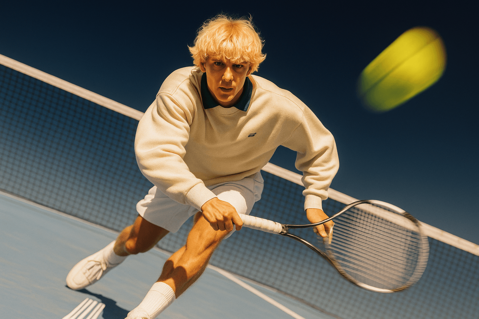 Tennis player demonstrating performance